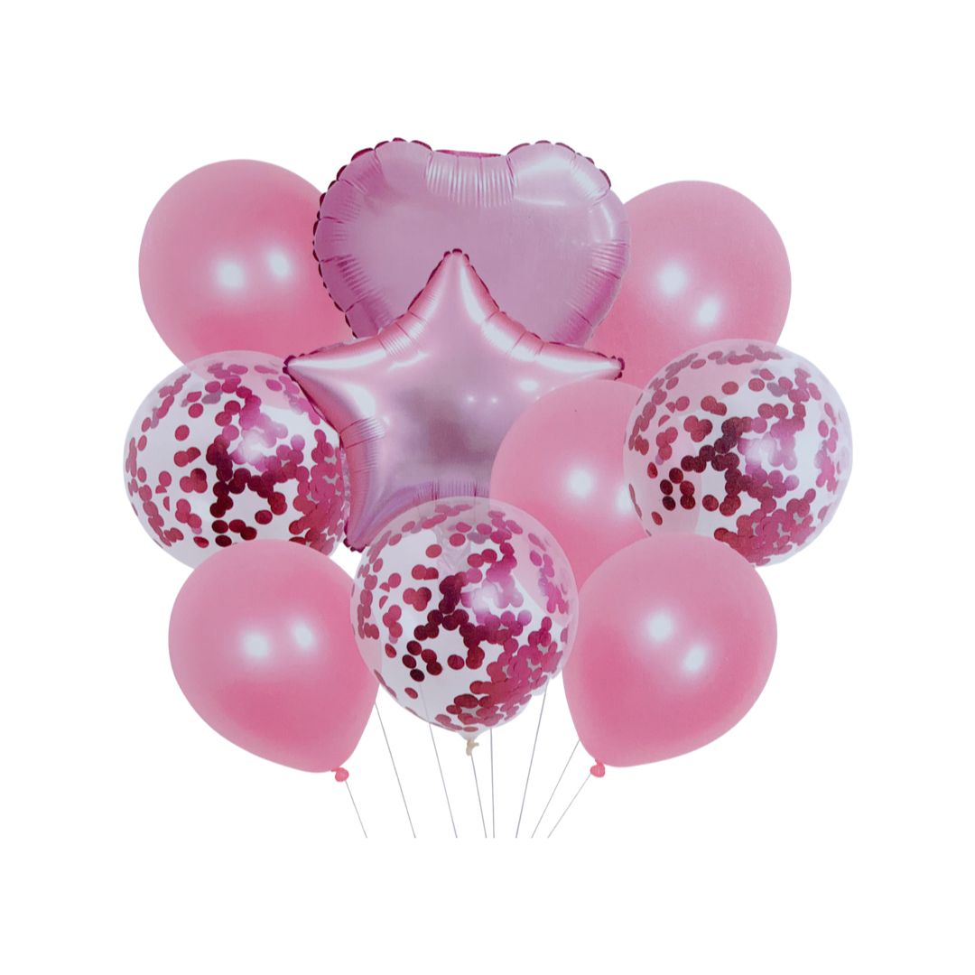 Set 10 Baloane Aniversare, Roz - nuria.store.ro