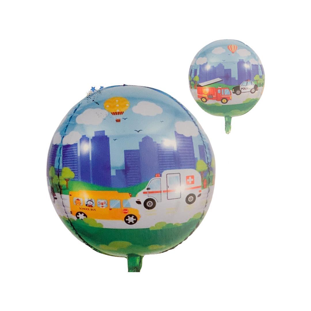 Balon Folie Sfera cu Desene Masini - nuria.store.ro
