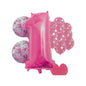 Balon Folie Set 1 An, 13 piese, Roz - 100 cm - nuria.store.ro