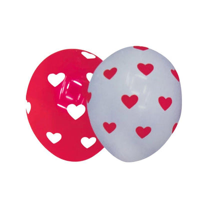 Baloane Latex Alb si Rosu cu Inimi - Set 5 buc - 30 cm - nuria.store.ro