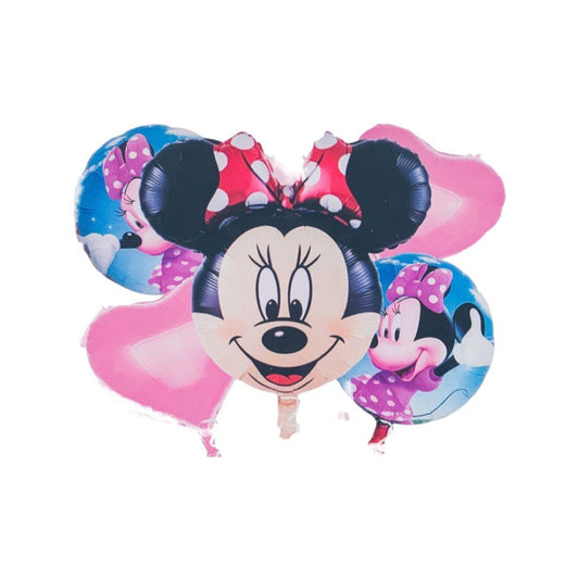 Balon Folie Minnie cu Fundita - Set 5 Buc. - nuria.store.ro