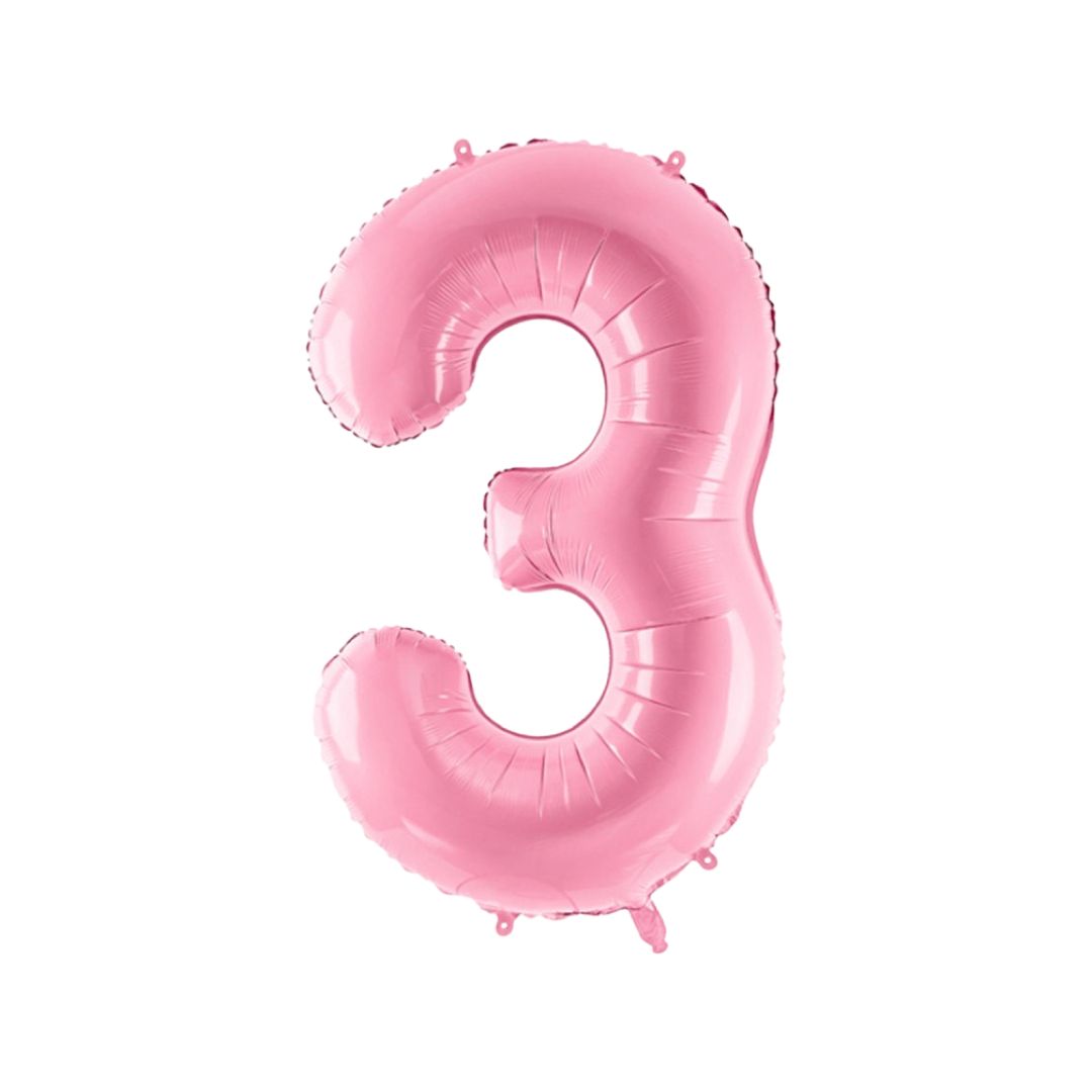 Baloane Folie Roz Pastel, Cifra 3 - 86 cm