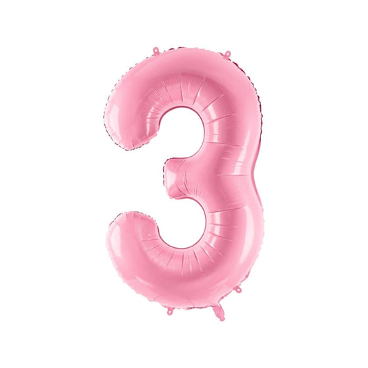 Baloane Folie Roz Pastel, Cifra 3 - 86 cm