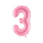 Baloane Folie Roz Pastel, Cifra 3 - 86 cm