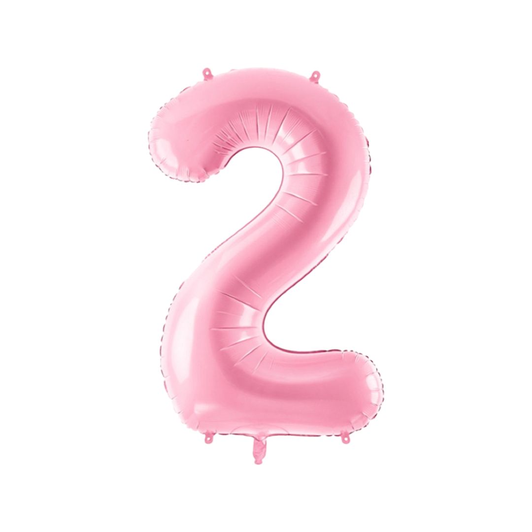 Baloane Folie Roz Pastel, Cifra 2 - 86 cm