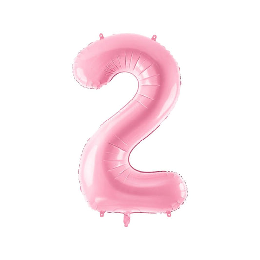 Baloane Folie Roz Pastel, Cifra 2 - 86 cm