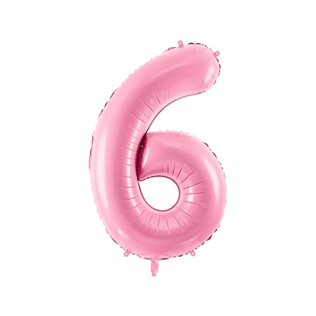 Baloane Folie Roz Pastel, Cifra 6 - 86 cm