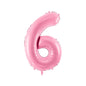 Baloane Folie Roz Pastel, Cifra 6 - 86 cm