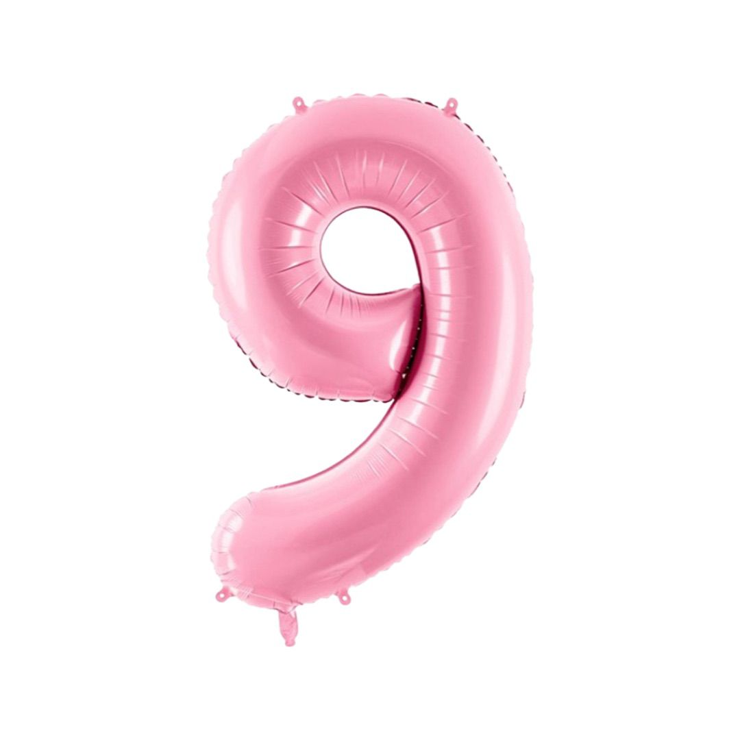 Baloane Folie Roz Pastel, Cifra 9 - 86 cm