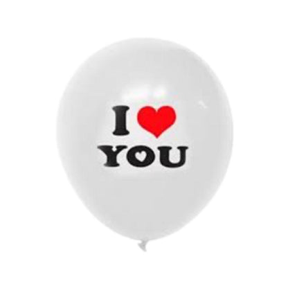 Baloane Latex (3 rosu, 2 albe) Imprimate cu I ❤️🤍you, cod 402 - 30 cm - Set 5 buc. - nuria.store.ro