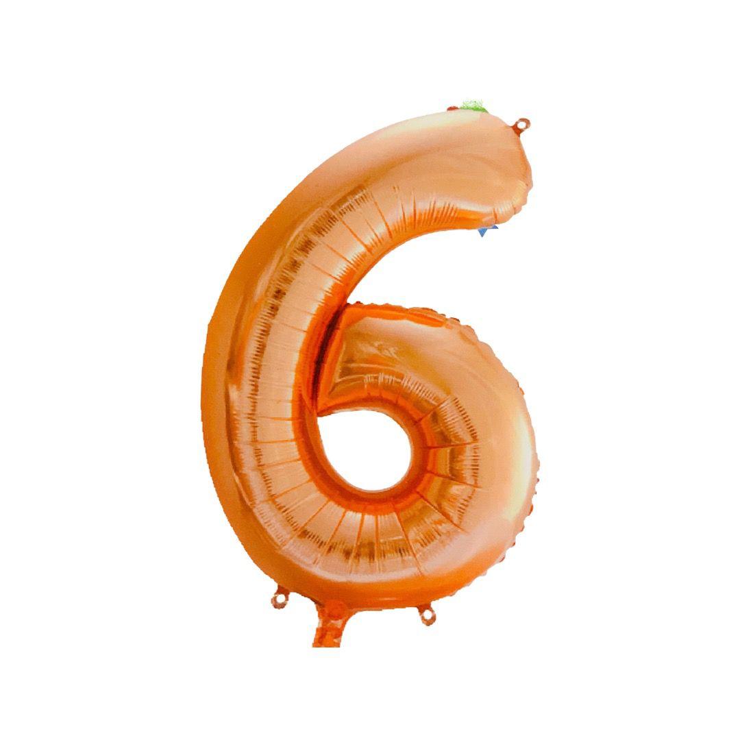 Baloane Folie Piersica Cifra 6 - 100cm - nuria.store.ro