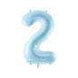 Baloane Folie Albastru Pastel, Cifra 2 - 86 cm