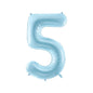 Baloane Folie Albastru Pastel, Cifra 5 - 86 cm