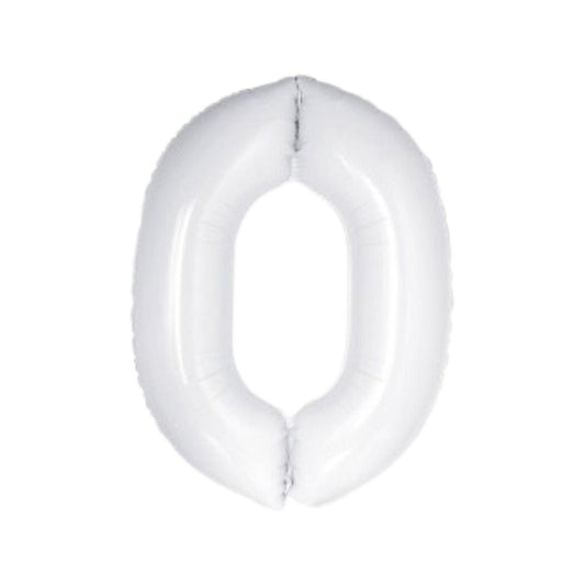 Baloane Folie Alb Cifra 0 - 100 cm (40 inch) - nuria.store.ro