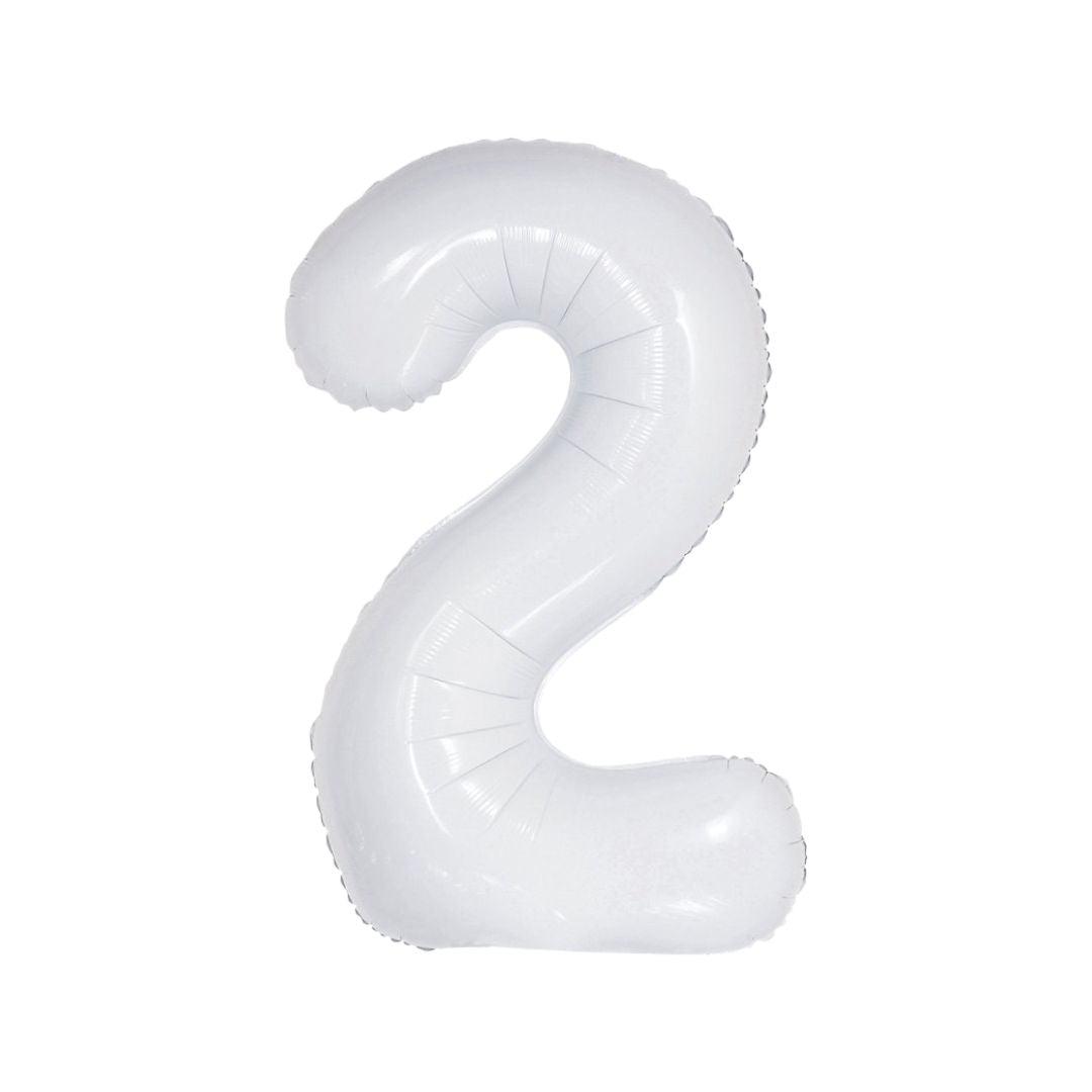 Baloane Folie Alb Cifra 2 - 100 cm (40 inch) - nuria.store.ro