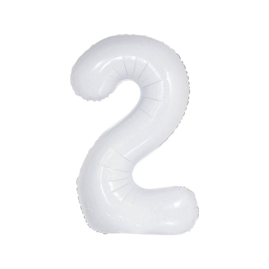 Baloane Folie Alb Cifra 2 - 100 cm (40 inch) - nuria.store.ro
