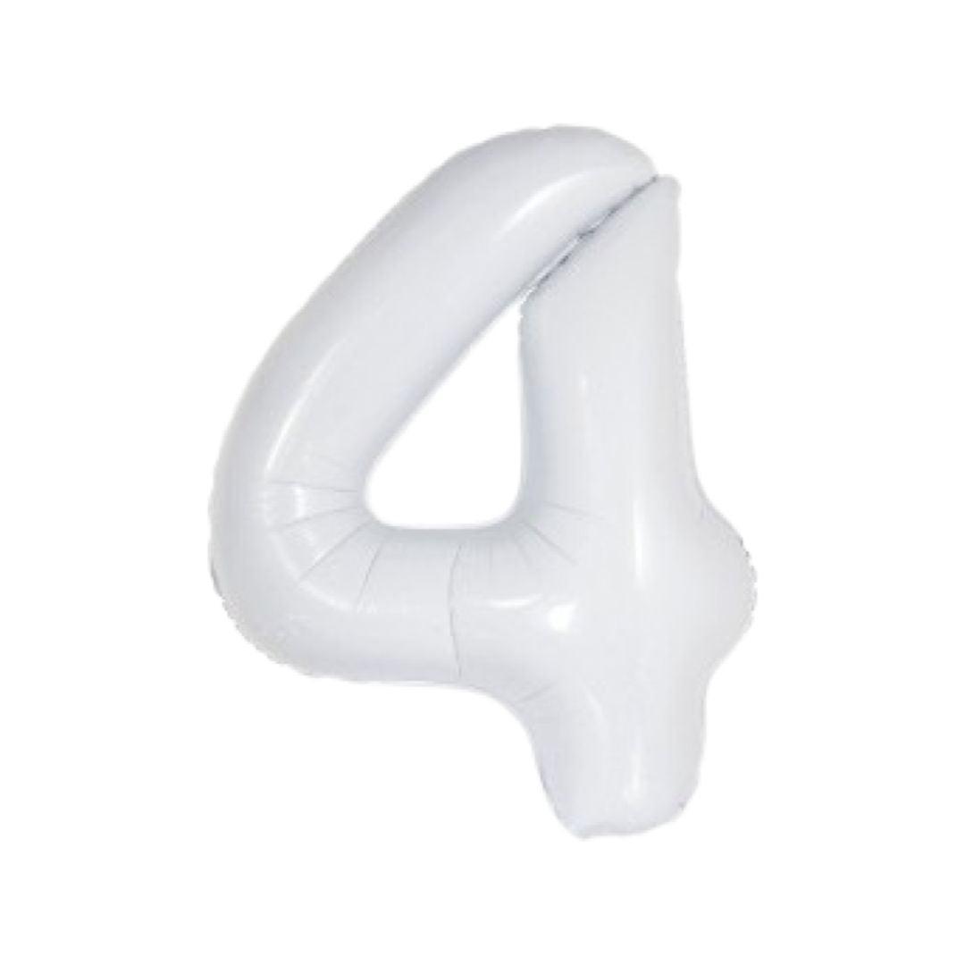 Baloane Folie Alb Cifra 4 - 100 cm (40 inch) - nuria.store.ro
