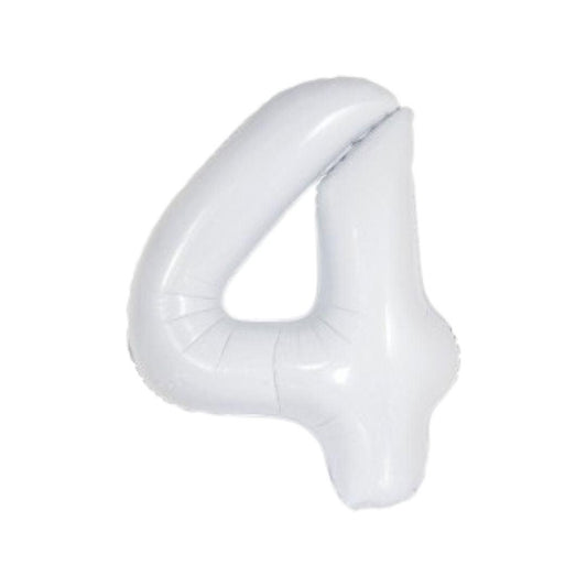 Baloane Folie Alb Cifra 4 - 100 cm (40 inch) - nuria.store.ro