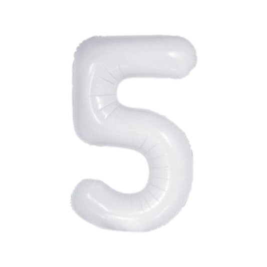 Baloane Folie Alb Cifra 5 - 100 cm (40 inch) - nuria.store.ro