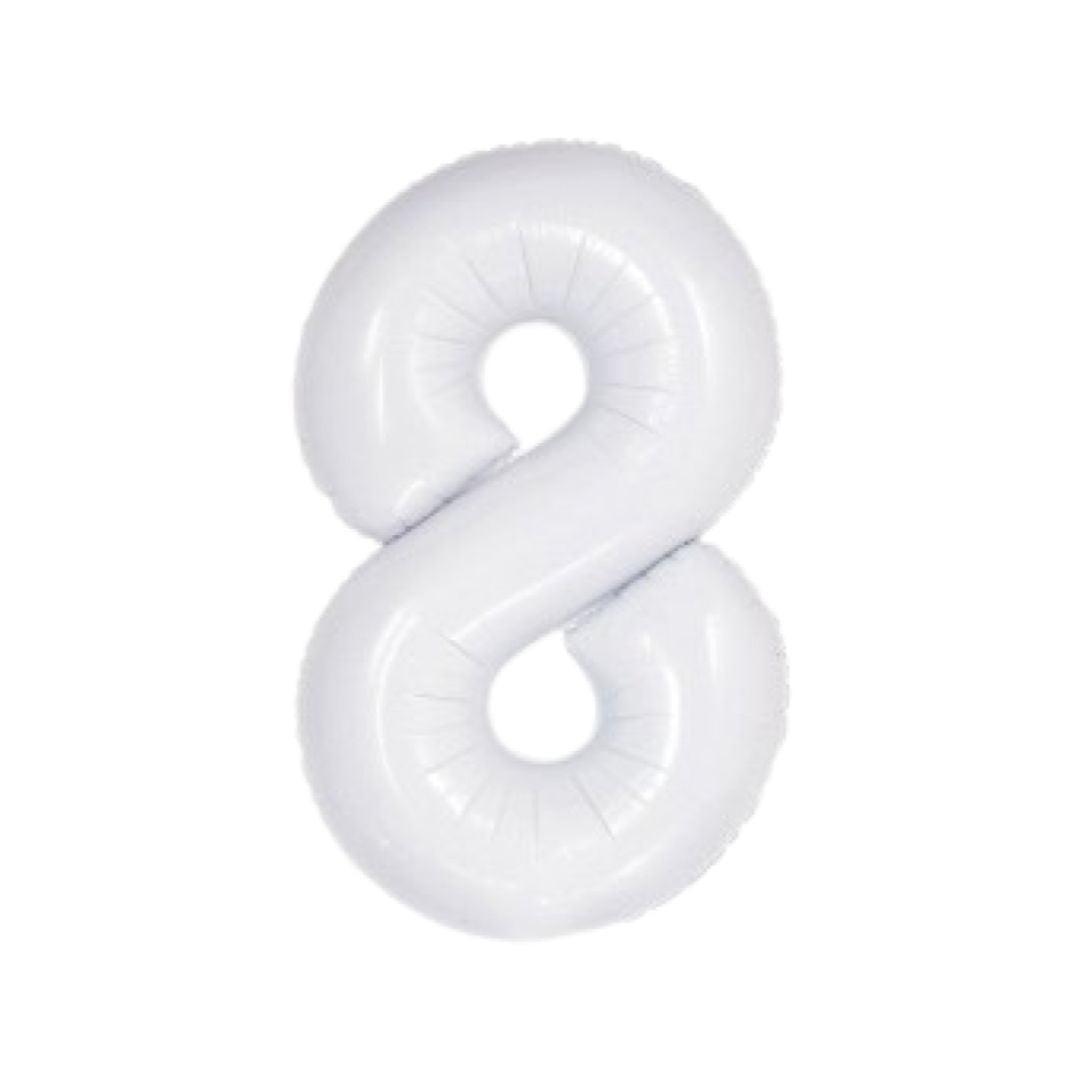 Baloane Folie Alb Cifra 8 - 100 cm (40 inch) - nuria.store.ro