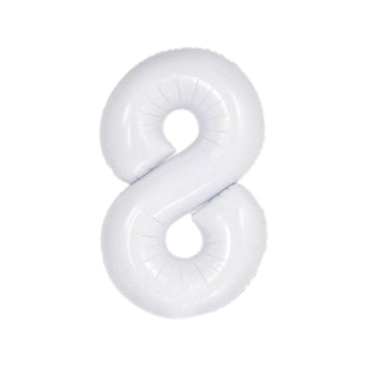 Baloane Folie Alb Cifra 8 - 100 cm (40 inch) - nuria.store.ro
