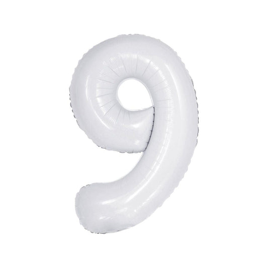 Baloane Folie Alb Cifra 9 - 100 cm (40 inch) - nuria.store.ro