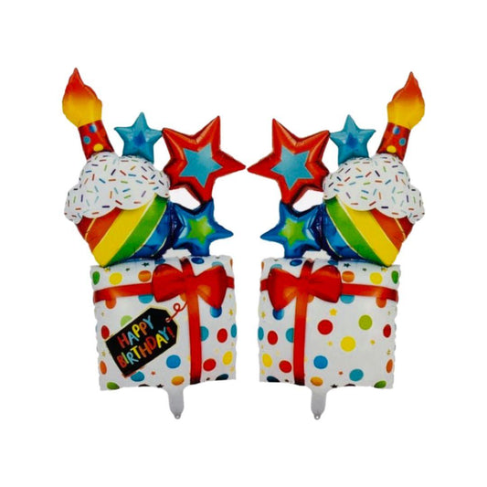 Balon Folie Cadou, Briosa cu Lumanare si Stelute, 62 x 109 cm - nuria.store.ro