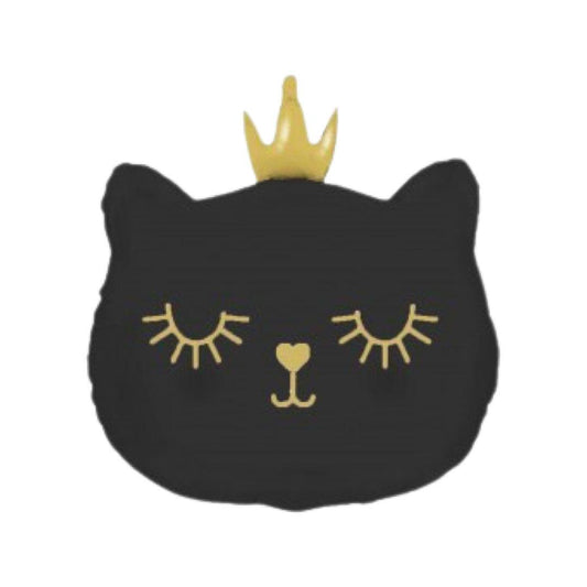 Balon Folie Cap Pisica Neagra cu Coronita, 64,5 x 76 cm - nuria.store.ro