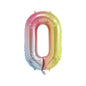 Baloane Folie Cifra 0, Curcubeu Pastel - 100cm - nuria.store.ro