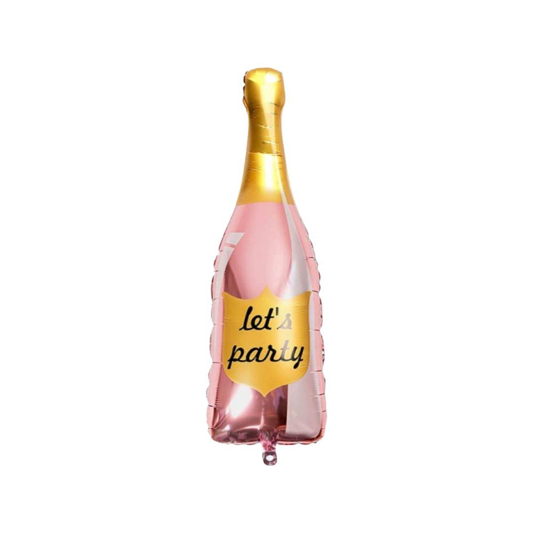 Balon Folie Sticla Sampanie cu Text “Let’s Party“, 106 cm - nuria.store.ro