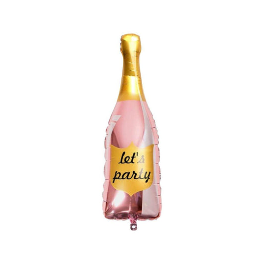 Balon Folie Sticla Sampanie cu Text “Let’s Party“, 106 cm - nuria.store.ro