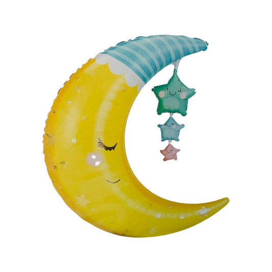 Balon Semiluna cu 3 Stelute, 77 x 55 cm - nuria.store.ro