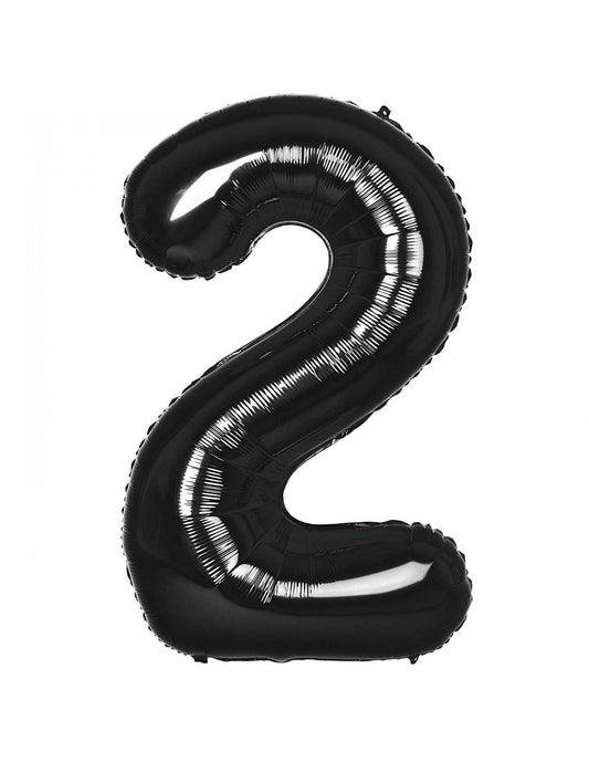 Baloane Folie Negru Cifra 2 - 100cm - nuria.store.ro