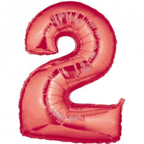 Baloane Folie Rosu Cifra 2 - 100cm - nuria.store.ro