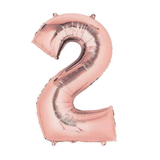 Baloane Folie Rose Gold Cifra 2 - 100cm - nuria.store.ro