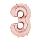 Baloane Folie Rose Gold Cifra 3 - 100cm - nuria.store.ro