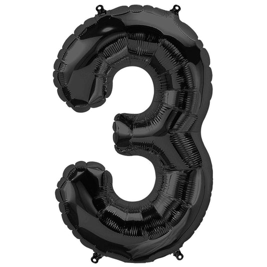 Baloane Folie Negru Cifra 3 - 100cm - nuria.store.ro