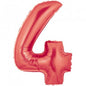 Baloane Folie Rosu Cifra 4 - 100cm - nuria.store.ro