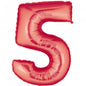Baloane Folie Rosu Cifra 5 - 100cm - nuria.store.ro