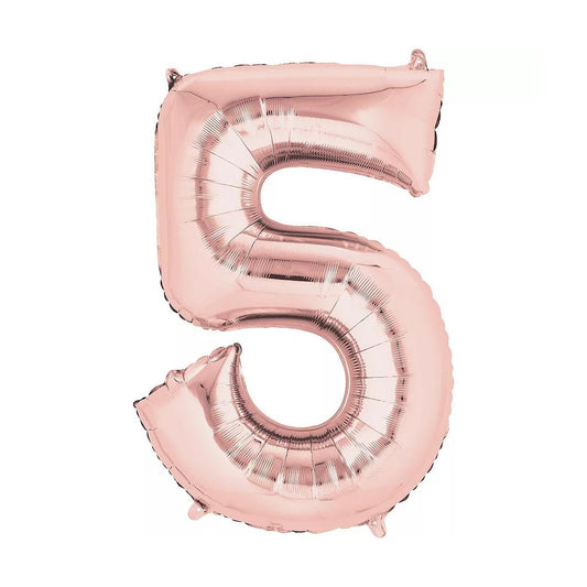 Baloane Folie Rose Gold Cifra 5 - 100cm - nuria.store.ro