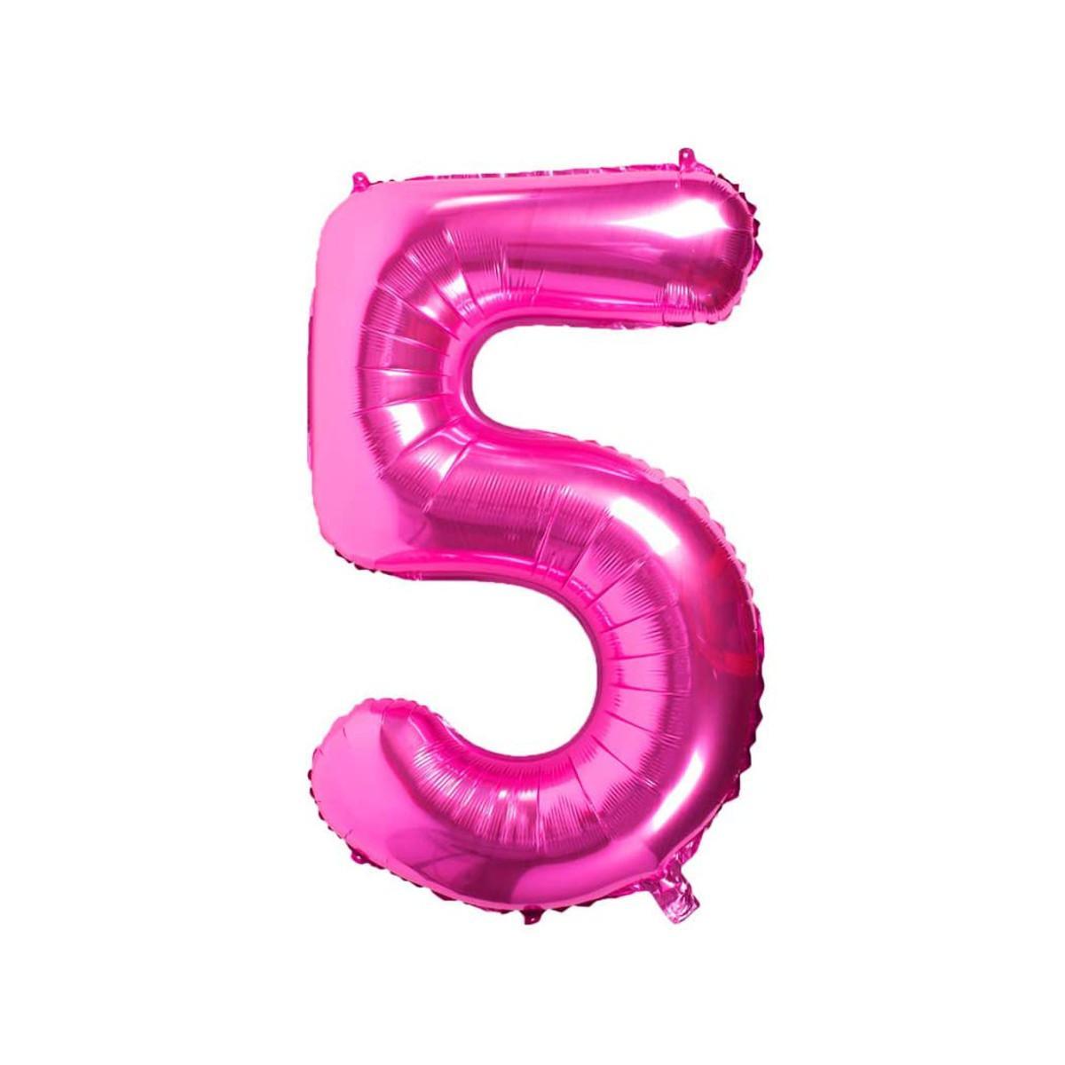 Baloane Folie Roz Cifra 5 - 100cm - nuria.store.ro