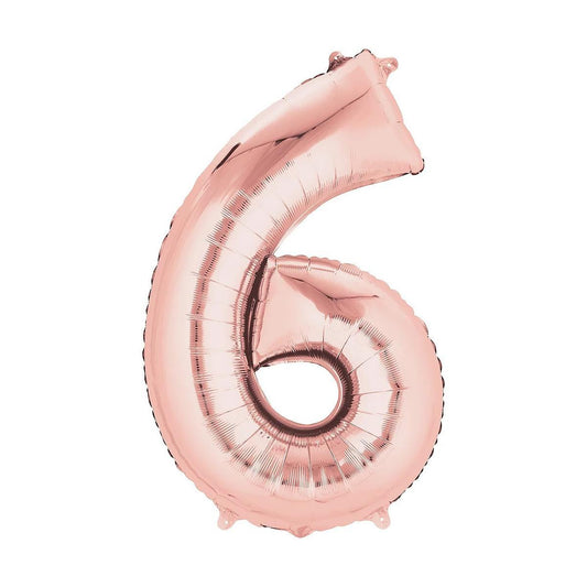 Baloane Folie Rose Gold Cifra 6 - 100cm - nuria.store.ro