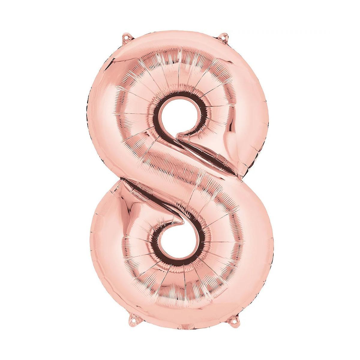 Baloane Folie Rose Gold Cifra 8 - 100cm - nuria.store.ro