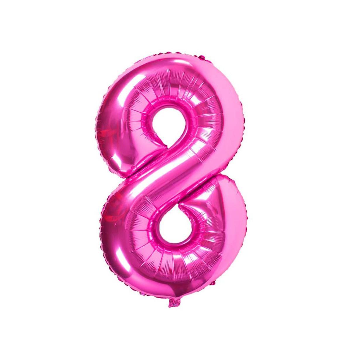 Baloane Folie Roz Cifra 8 - 100cm - nuria.store.ro
