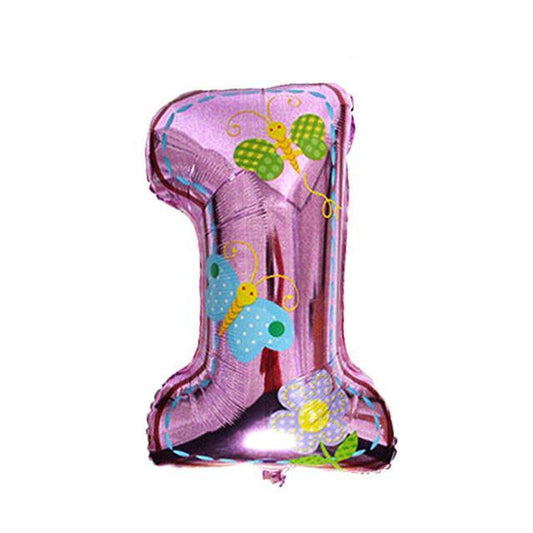 Baloane Folie Cifra 1 Desen Fluturas - 86 cm - nuria.store.ro
