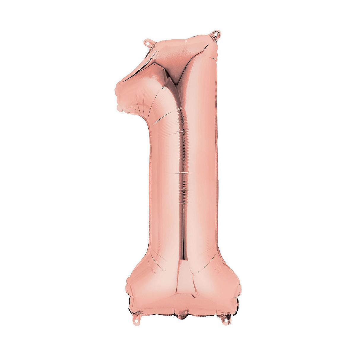 Baloane Folie Rose Gold Cifra 1 - 100cm - nuria.store.ro