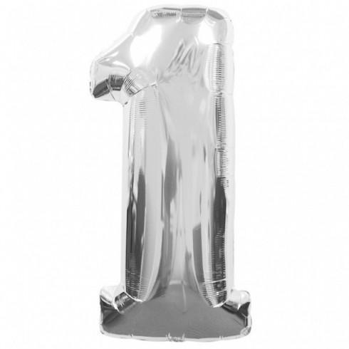 Balon Folie Argintiu Cifra 1 - 15cm - nuria.store.ro
