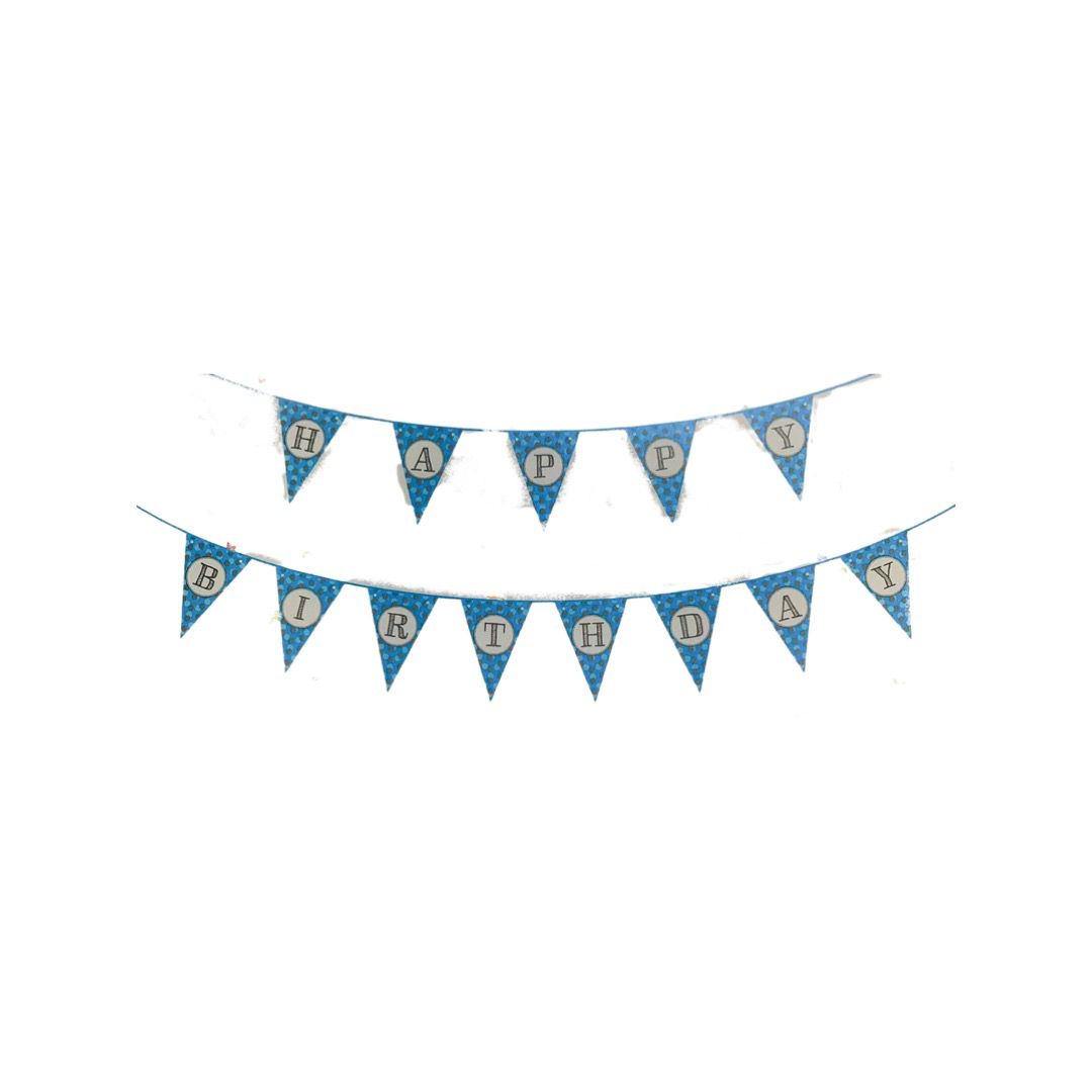 Ghirlanda Happy Birthday, Albastru cu Alb - nuria.store.ro