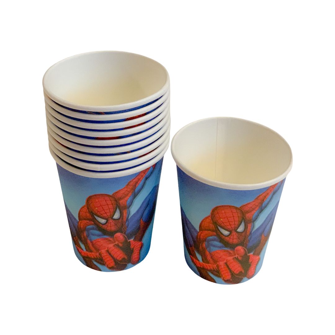 Set 10 Pahare din Carton, Spiderman - 250 ml - nuria.store.ro