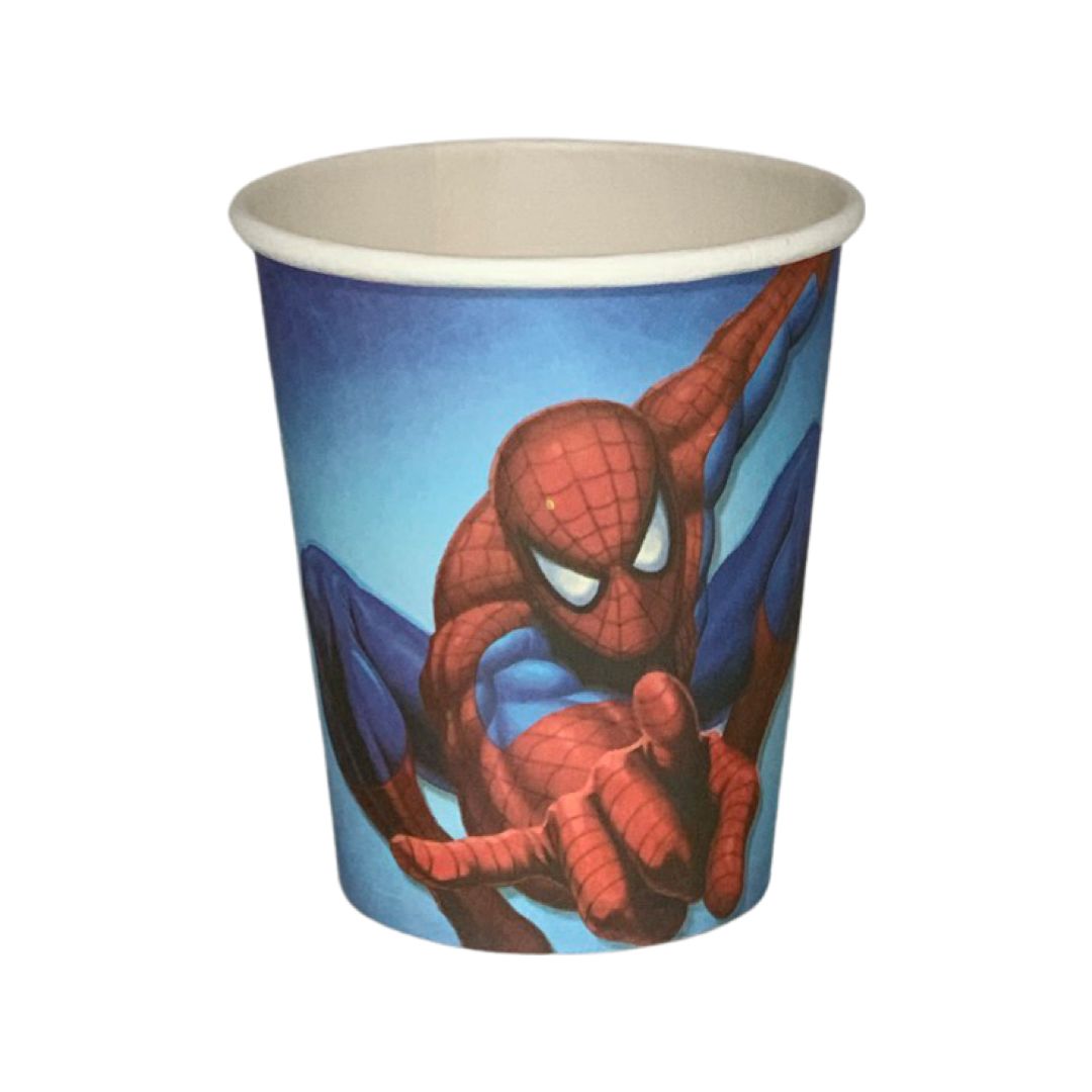 Set 10 Pahare din Carton, Spiderman - 250 ml - nuria.store.ro